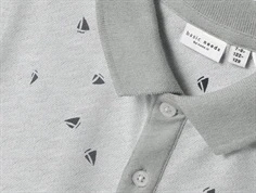 Name It polo t-shirt lys grå meleret med båd print